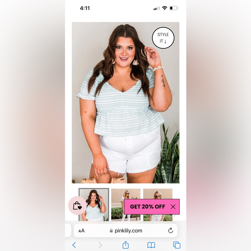 NWOT Pink Lily Sage Look Past The Future Smocked Blouse - Picture 9 of 11